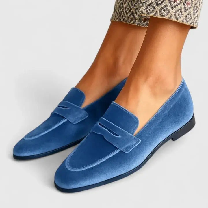 Olivia | Fløjlblå loafers Charlotte Odense