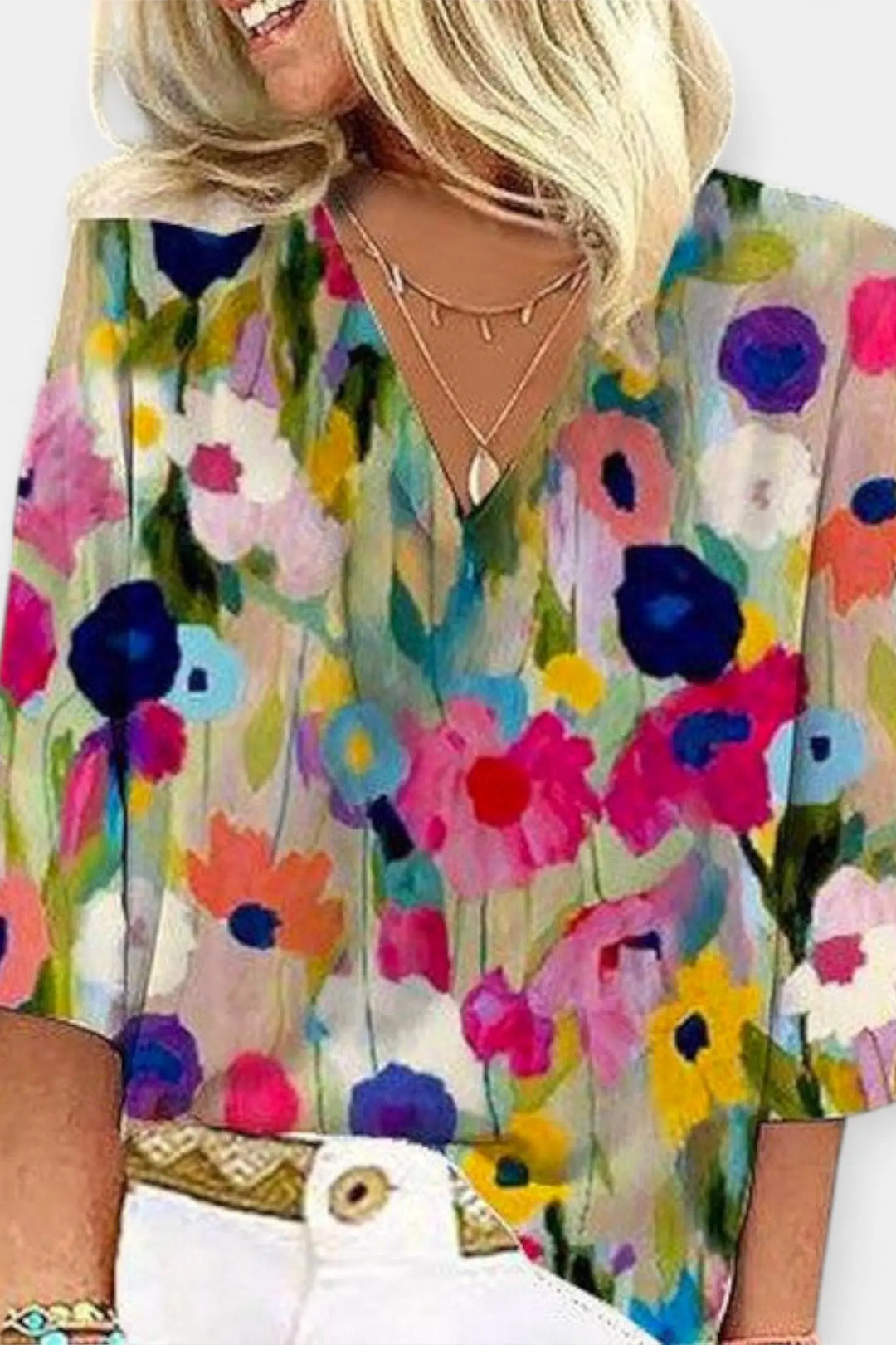 Sidsel | Blomsterbluse V-hals Charlotte Odense