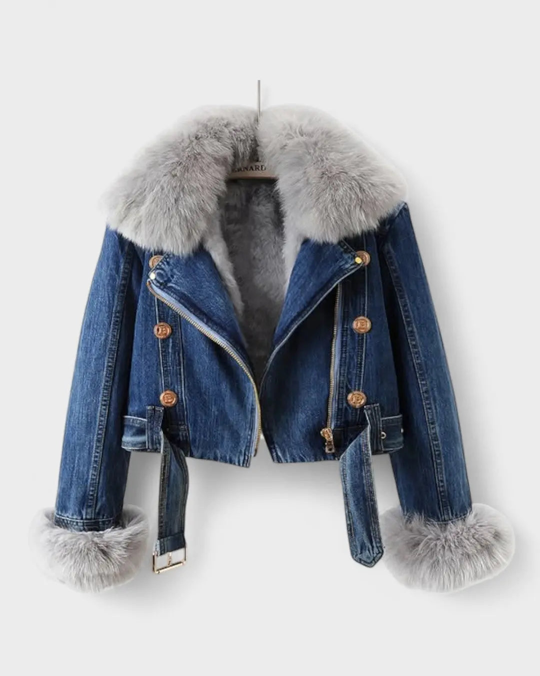 Thyra™ | Denimjakke med Faux Pelsfor Charlotte Odense