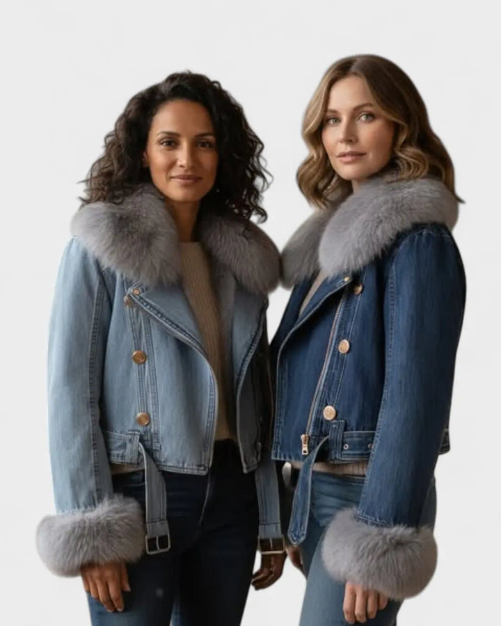 Thyra™ | Denimjakke med Faux Pelsfor Charlotte Odense